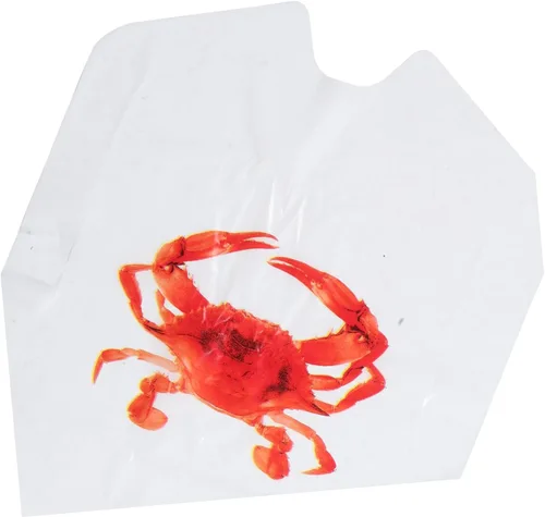 Miniatura 3 de Divertidos delantales desechables versátiles con temática de cangrejo, 100 baberos para fiestas de hervir mariscos, Rojo