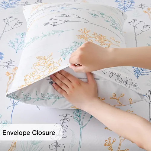 Miniatura 2 de Yibeizi - Juego de sábanas con estampado floral para cama de tamaño queen, sábanas de microfibra con patrón botánico boho, fundas para almohada