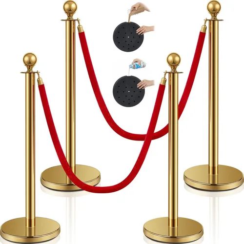 Miniatura 7 de Ferraycle 4 piezas 2025 Prom de acero inoxidable soporte 5 pies de cuerdas de terciopelo y poste para barreras de control de multitudes