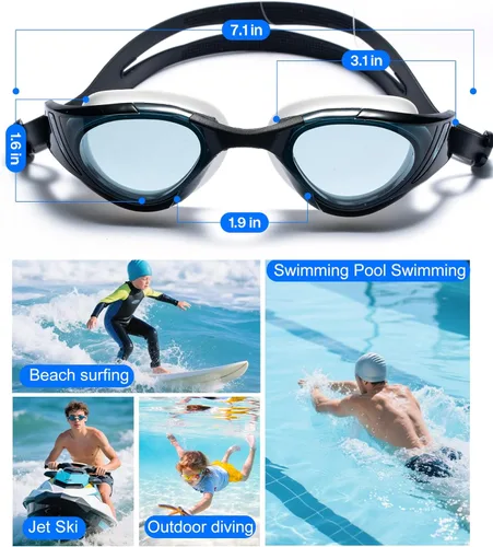 Miniatura 7 de Gafas de natación, visión súper clara, gafas de natación para adultos, adecuadas para todo tipo de programas de natación Negro Blanco