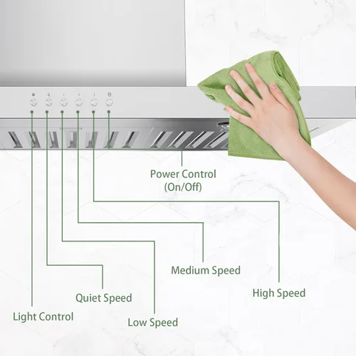 Miniatura 3 de ONEEON Campana Extractora de 30 Pulgadas - 900 CFM de Acero Inoxidable de Montaje en Pared para Cocina con Ventilador de 4 Velocidades, Luces LED