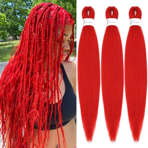 Miniatura 13 de Extensiones de cabello trenzado preestiradas para mujer, trenzas de caja, suave, sintético, sin nudos, textura Yaki, ajuste de agua caliente