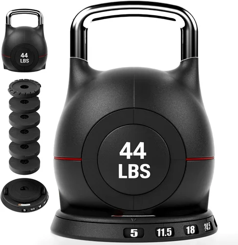 Miniatura 12 de LIFERUN - Juego de pesas rusas ajustables - 7en1, elija 22.5 lb o 44 lb, dial de cambio rápido de peso y bloqueo de seguridad, diseño que ahorra