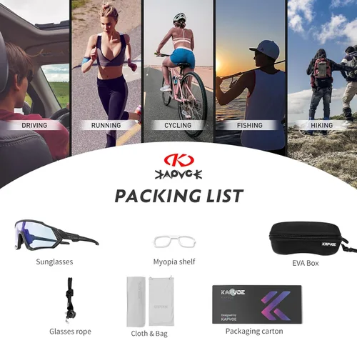 Miniatura 7 de KAPVOE Gafas de ciclismo fotocromáticas para hombres y mujeres, gafas de sol para bicicleta de montaña MTB, para bicicleta de montaña Clear - K9408