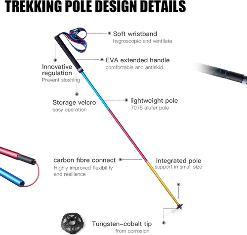 Miniatura 7 de AONIJIE Trekking Poles 2-Pack - Anti-Shock Ultra-Light Collapsible Walking & Hiking Sticks for Trail Running, Backpacking, Camping