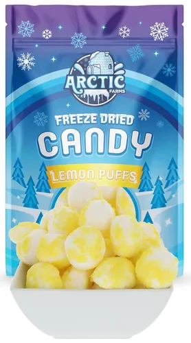 Miniatura 5 de Arctic Farms Caramelos liofilizados de caramelo agrio en bolsa y en caja (Gigantes de limón) (3 onzas)