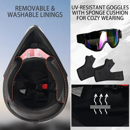 Miniatura 6 de Cascos de Dirt Bike para Jóvenes de Moda para Niños, Motocross, Motocicleta, BMX, ATV, Todoterreno, Cuatro Ruedas, Cascos Integrales para Bicicleta