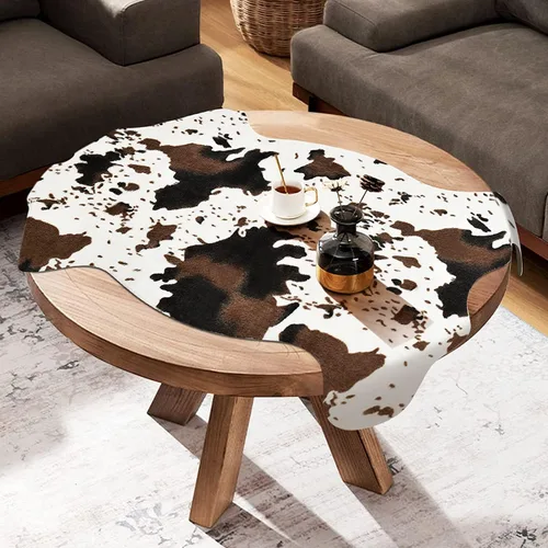 Miniatura 7 de Alfombra de piel de vaca sintética, bonita alfombra con estampado de vaca para decoración occidental, alfombra antideslizante para dormitorio, sala