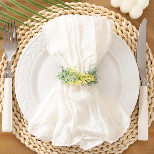 Miniatura 8 de Socomi Servilletas de Gasa Rosa para Otoño y Acción de Gracias, Tela de Queso, Conjunto de 10 Servilletas Lavables de Boho para Cena, Ideales