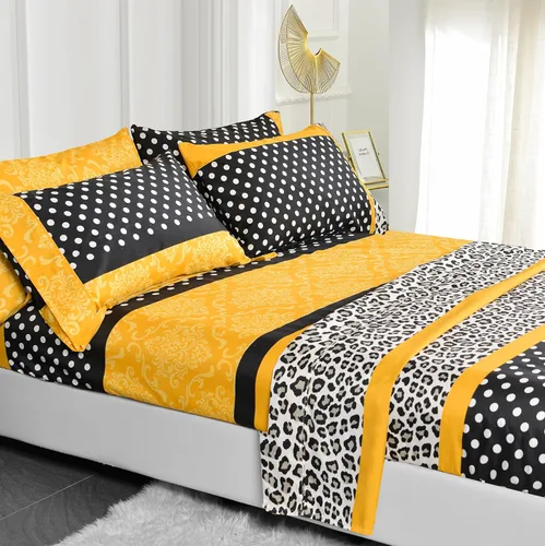 Miniatura 16 de American Home Collection - Juego de sábanas y fundas de almohada estampadas de 6 piezas, con 14 pulgadas de caída; sábanas de microfibra con doble