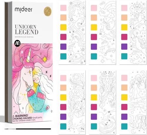 Miniatura 10 de MiDeer Libro de Pintura de Acuarela de Bolsillo para Niños de 4-8+ Años, Pintura Sin Desorden con Libros para Colorear con Agua, Kit de Acuarela