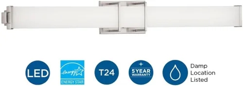 Miniatura 7 de Progress Lighting Phase 2.2 LED Collection - Lámpara de tocador de baño moderna con pantalla blanca de 36 pulgadas, níquel cepillado, 4.75 x 36.00 x