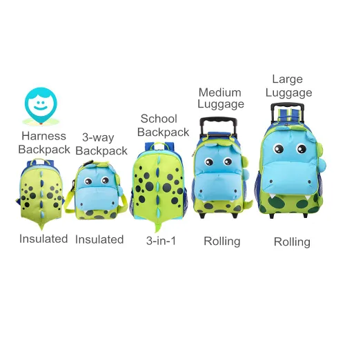 Miniatura 7 de Yodo, Bolsa para almuerzo aislada y mochila preescolar infantil, con correa de arnés de seguridad para niños o niñas, Dinosaur
