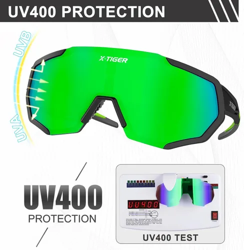 Miniatura 5 de X-TIGER Gafas de sol deportivas polarizadas para hombres y mujeres, gafas de ciclismo, béisbol, correr, pesca, MTB UV400 Verde negro