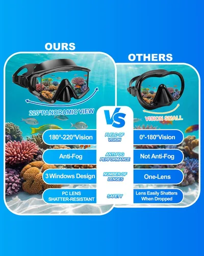 Miniatura 2 de Máscara de buceo Anti-niebla Natación Snorkel máscara adecuada para adultos Buceo Natación Snorkel Gafas Máscaras Lentes negro-azul
