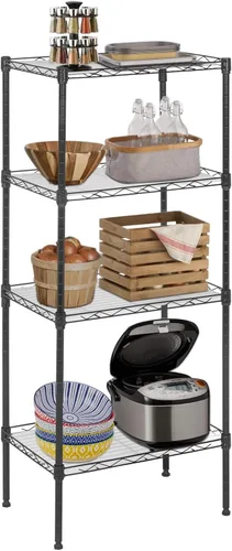 Miniatura 12 de Estantería de alambre de 6 niveles con ruedas, estantes de almacenamiento resistentes, organizador de cocina de garaje NSF, estante de alambre Negro