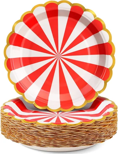 Miniatura 12 de Platos de papel de fiesta de feliz cumpleaños, platos de postre negros, 7 pulgadas, 50 unidades, lunares de aluminio para decoraciones de fiesta