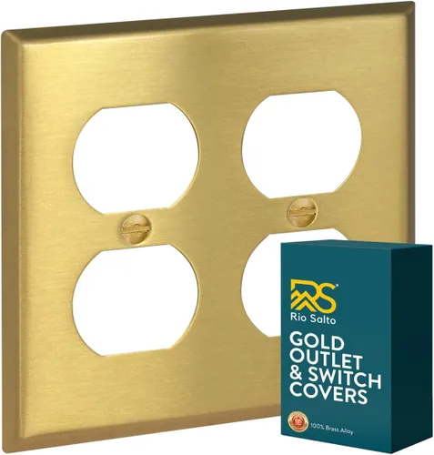 Rio Salto Placa de Pared de Metal Dorado LATÓN Metal Doble Receptáculo Dúplex Placa de Pared de Metal Cubierta de Interruptor de Luz Placa de Pared