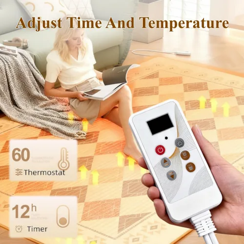 Miniatura 6 de Large Graphene Electric Heated Floor Mat, Electric Heated Area Rug with 60 Gear Adjustment Temperature, Plug in Heating Mat, for Home Office Study
