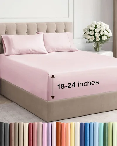 Miniatura 10 de Sábanas King divididas con bolsillos extra profundos, sábanas transpirables y refrescantes de 5 piezas, sábanas de lujo para hotel, suaves, sin 22