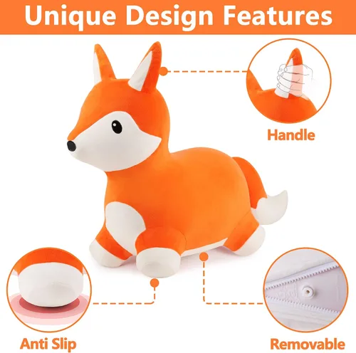 Miniatura 5 de iPlay, iLearn Bouncy Pals Zorro Saltarín, Animal Saltarín Inflable de Peluche, Juguetes de Salto y Rebote para Interiores y Exteriores, Regalo