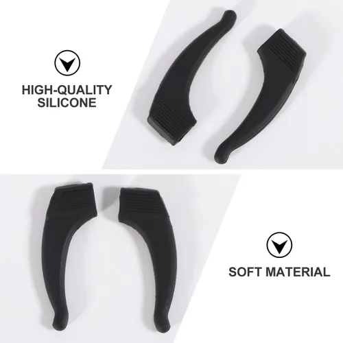 Miniatura 3 de Kit de 10 pares de ganchos de silicona antideslizante para gafas, funda antideslizante para gafas, juego de patas de silicona negra para un ajuste