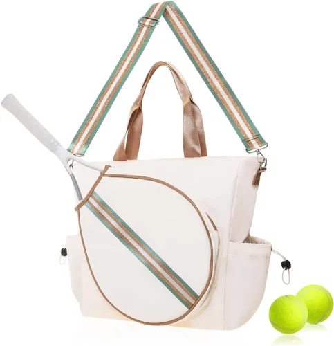 Miniatura 18 de Bolsa de tenis para mujer, bolsa de raqueta elegante, mochila unisex para deportes de raqueta, bolsa de pickleball convertible para hombro, correa