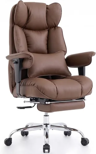 Miniatura 12 de Efomao Silla de oficina grande y alta de 400 libras, silla de escritorio reclinable resistente con reposapiés, silla ejecutiva de piel sintética
