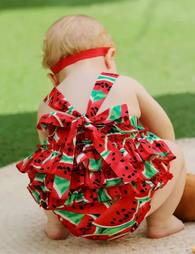 Miniatura 3 de Mameluco de verano con diseño floral y volantes para niña bebé, con diadema