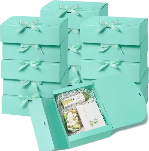 Miniatura 9 de Kucoele 15 cajas de regalo con tapas, 10.6 x 7.8 x 3.1 pulgadas, cajas de regalo de dama de honor, cajas negras de propuesta con cintas para bodas