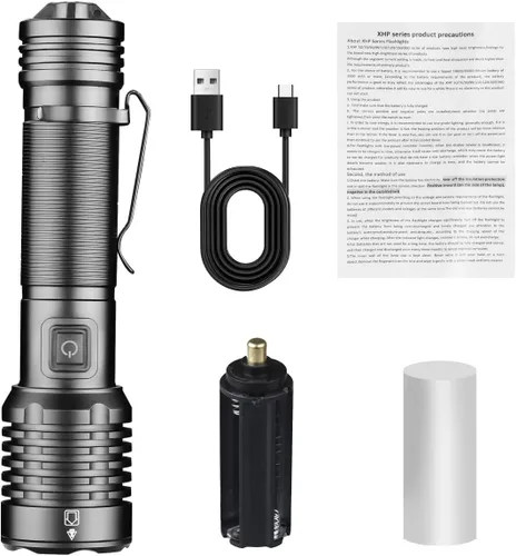 Miniatura 7 de NAKCNM 2 Pack High Lumens LED Flashlight, Rechargeable Super Bright Torch with Adjustable Focus, USB-C Charging, Small Pocket-Sized Flashlight for