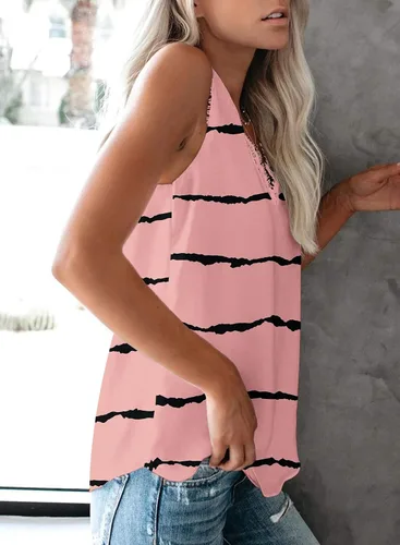 Miniatura 37 de VIISHOW - Camiseta sin mangas, sexy, con cuello en V y bordes de encaje para mujer, camisola de vestir, camisas de gasa, sin mangas, casuales