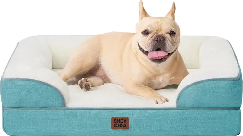 Miniatura 49 de EHEYCIGA - Cama ortopédica para perro grande, impermeable, de espuma viscoelástica y espuma tipo caja de huevos, bordes elevados, antideslizante