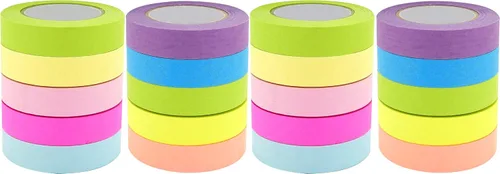 Miniatura 8 de Rollo de notas adhesivas 4A, 2 rollos adhesivos completos con dispensador y 2 rollos de recambio, 0.4 x 315 pulgadas, 5 colores brillantes, cinta 2