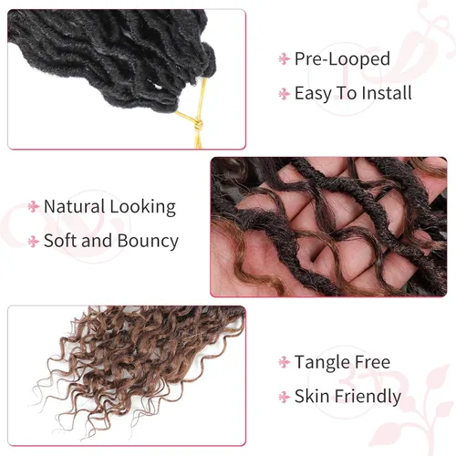 Miniatura 115 de Alicoco Goddess Locs Cabello de Ganchillo 12 Pulgadas 8 Paquetes Rastas Sintéticas de Ganchillo Para Mujeres Rastas Suaves Boho Pre-enrolladas River