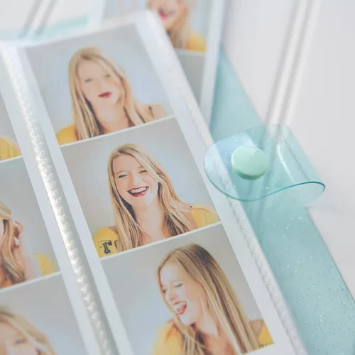 Miniatura 5 de Álbum de fotos de cabina de fotos - Cuaderno con purpurina de 6 anillas, carpeta brillante con 20 fundas para fotos de 2x6 - Se adapta a 80 tiras
