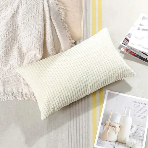 Miniatura 338 de Artscope Fundas de Almohada de Pana a Rayas Acogedoras Súper Suaves Decorativas Cuadradas Fundas de Cojín para Sofá Sillón Dormitorio Decoración