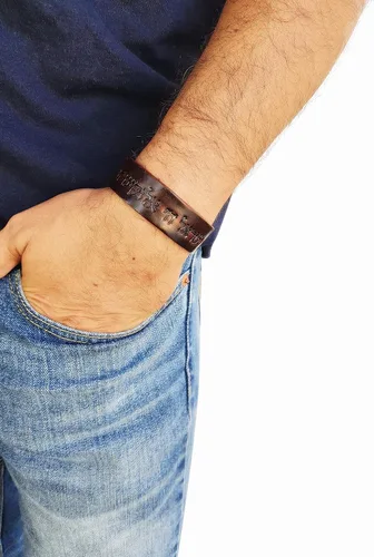 Miniatura 3 de Amen Judaica Pulsera de cuero con motivo de bendición judía hebrea