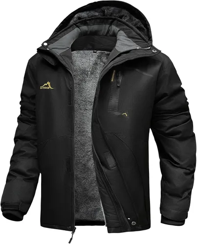Miniatura 7 de INVACHI Chaqueta de esquí de invierno para hombre, impermeable, resistente al viento, forro polar con capucha