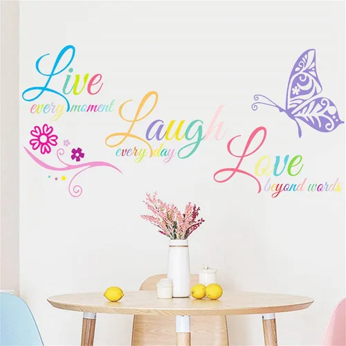 Miniatura 3 de Calcomanías motivacionales para pared Live Love Laugh, calcomanías inspiradoras para la familia, decoración con frases, murales de vinilo
