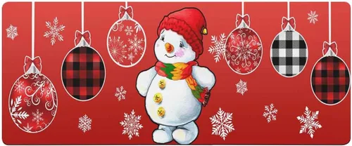 Miniatura 7 de Tapete de baño de muñeco de nieve rojo para bañera, antideslizante, de secado rápido y absorbente, de tierra de diatomeas, para fregadero de cocina
