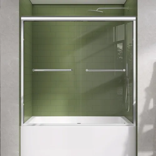 Miniatura 24 de GETPRO Puerta de ducha corrediza de 44-48 pulgadas de ancho x 72 pulgadas de alto, puertas correderas dobles sin marco para ducha, puerta de vidrio