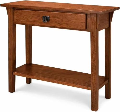 Miniatura 4 de Leick Home Mesa de Consola Mission, Madera Maciza, 1 Cajón de Almacenamiento, Estante de Exhibición Inferior, Profundidad Estrecha, Fácil Montaje