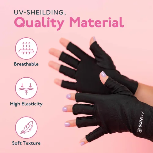 Miniatura 7 de SUNUV Lámpara de uñas LED UV, guantes de luz UV para uñas de gel, guantes sin dedos con protección UV, secador de uñas para lámpara de curado