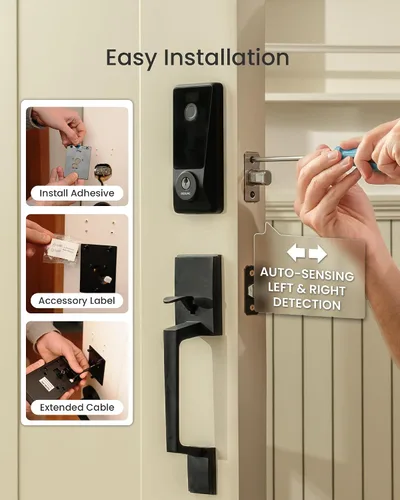 Miniatura 9 de DESLOC Smart Lock D110 Plus, cerradura de puerta delantera inteligente con huella digital WiFi con teclado de pantalla táctil, control remoto