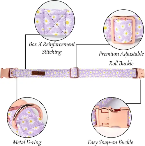 Miniatura 3 de Lionet Paws Collar de primavera para perro con lazo marinero, suave, cómodo, ajustable, lindo collar de margaritas para perros grandes, cuello de 16