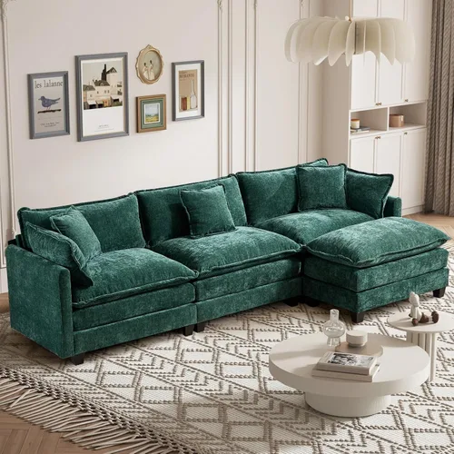 Miniatura 58 de Sofá seccional modular convertible de 76.7", sofás de dos plazas de chenilla con asiento profundo y cojines tipo loveseat para sala de estar, Beige