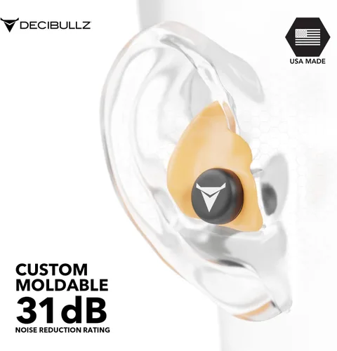 Miniatura 4 de Decibullz - Tapones para oídos moldeables a medida, 31 dB NRR más alto, protección auditiva cómoda para disparar, viajar, trabajar y conciertos