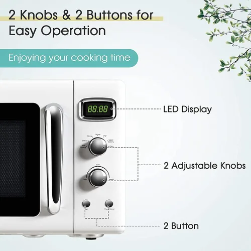 Miniatura 3 de Moccha - Horno microondas grande de 0.9 pies cúbicos, microondas retro de 900 vatios con bloqueo de seguridad para niños, función de descongelación