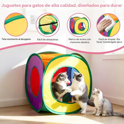 Miniatura 6 de Retro Shaw Paquete de juguetes para gatos, 33 unidades, juguetes interactivos para gatitos de interior, gatos, túnel de juego plegable para gatitos